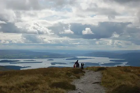 Islands of Loch Lomond seen from the Ben Lomond path above Rowardennan