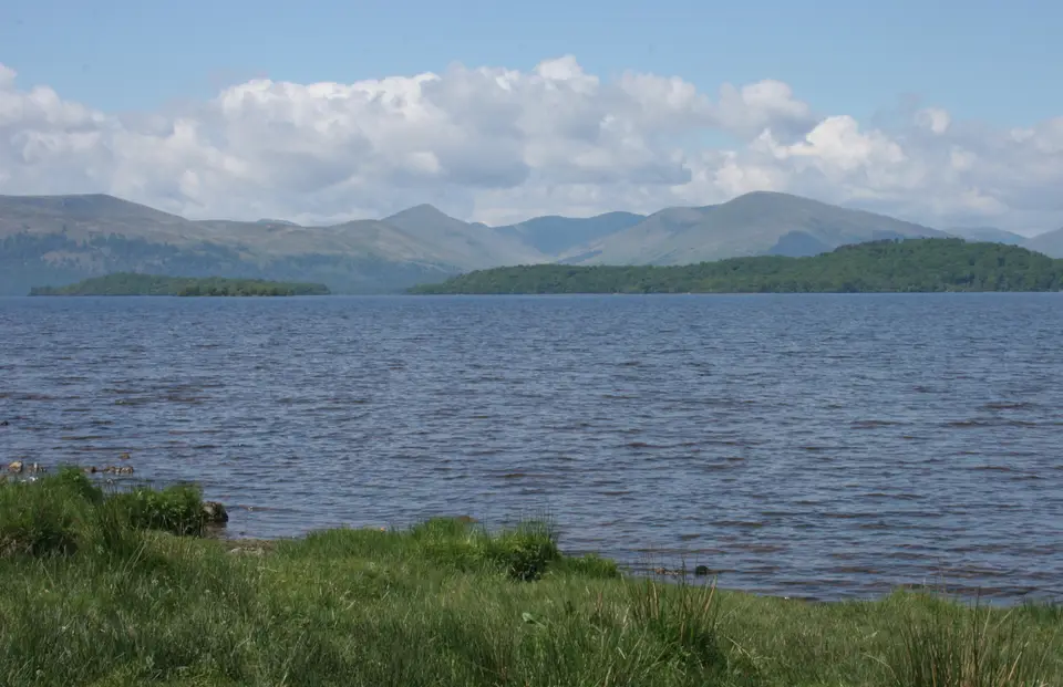 Inchcailloch and the neighbouring island of Torrinch seen across Loch Lomond