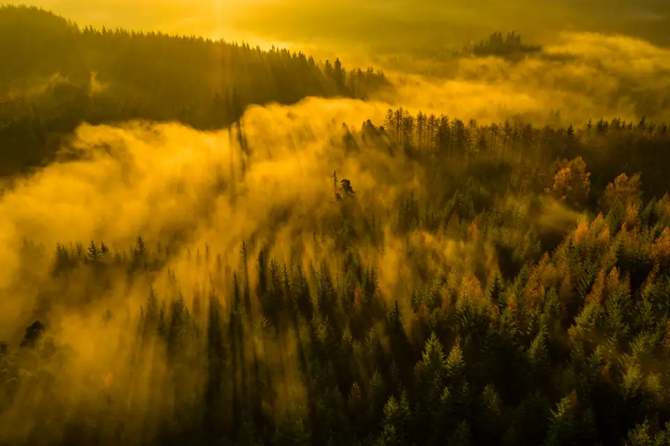 Mist over the water of Loch Ard at dawn