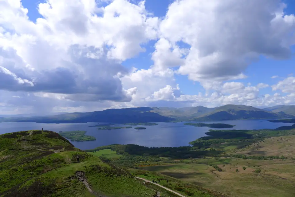 Loch Lomond and its islands seen from the ridge of Conic Hill
