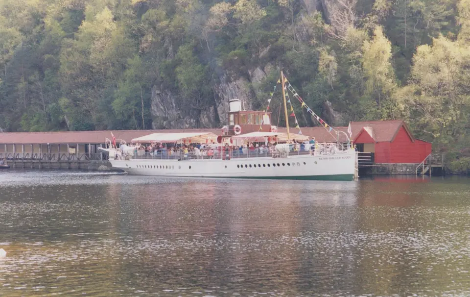 The steamship Sir Walter Scott at the pier on Loch Katrine
